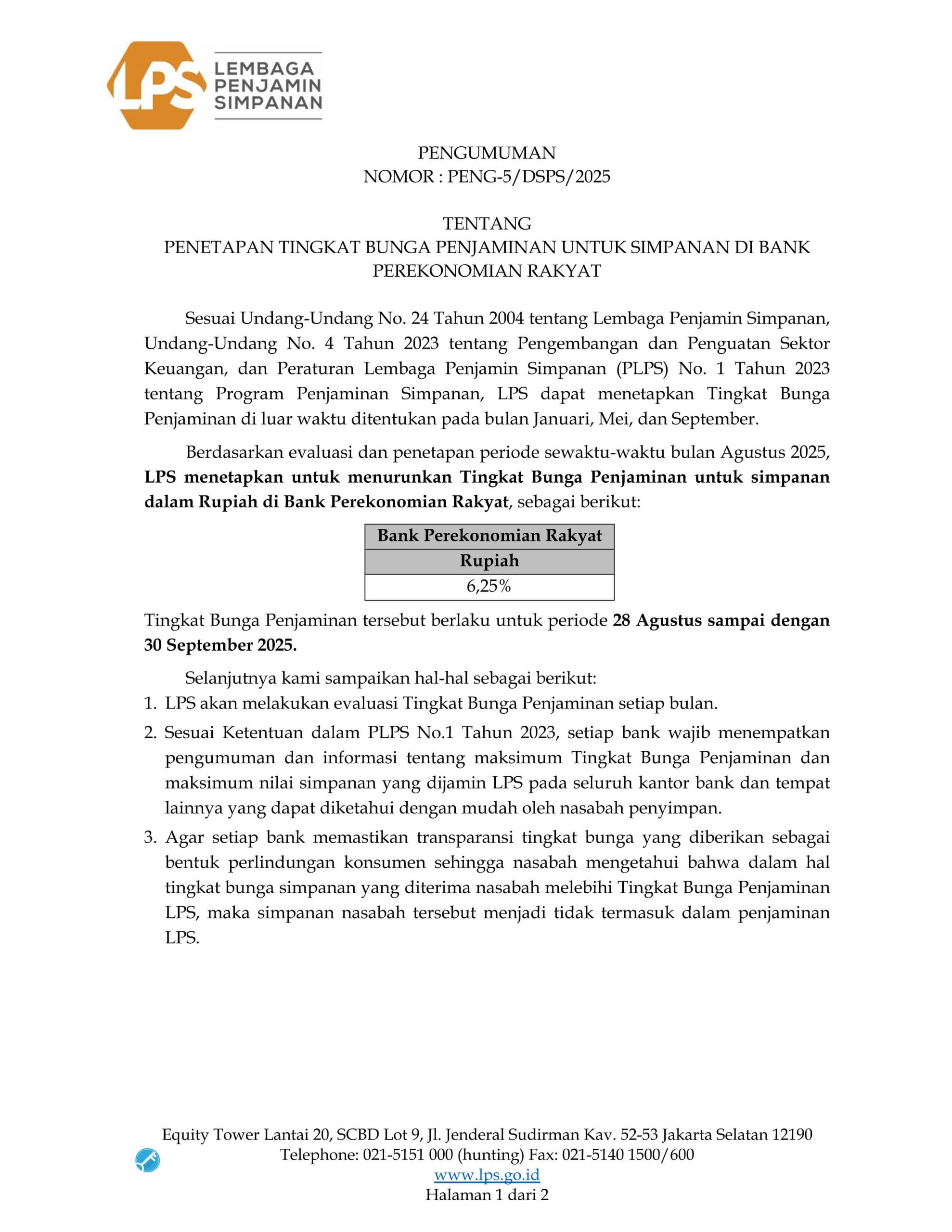 PEMBERITAHUAN LPS [28 AGUSTUS 2025 SD 30 SEPTEMBER 2025]